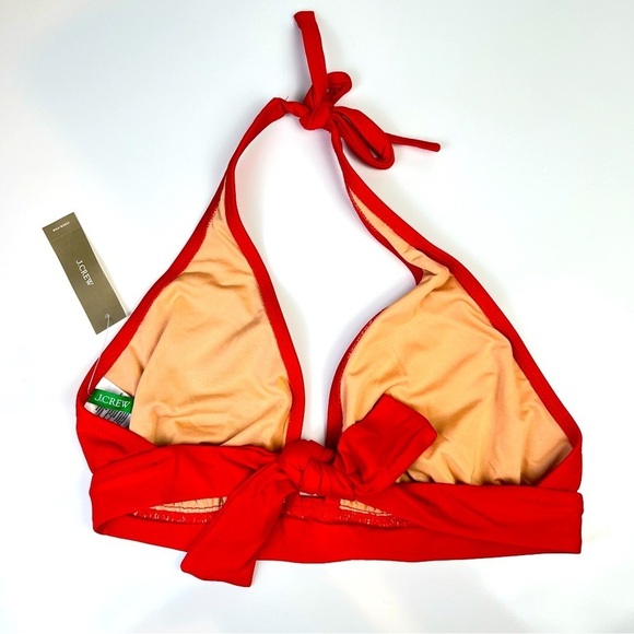 DD halter tie-back bikini top with mesh red - Picture 3 of 5